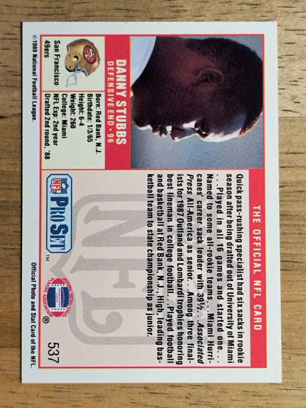 1989 Pro Set #537 Daniel Stubbs RC