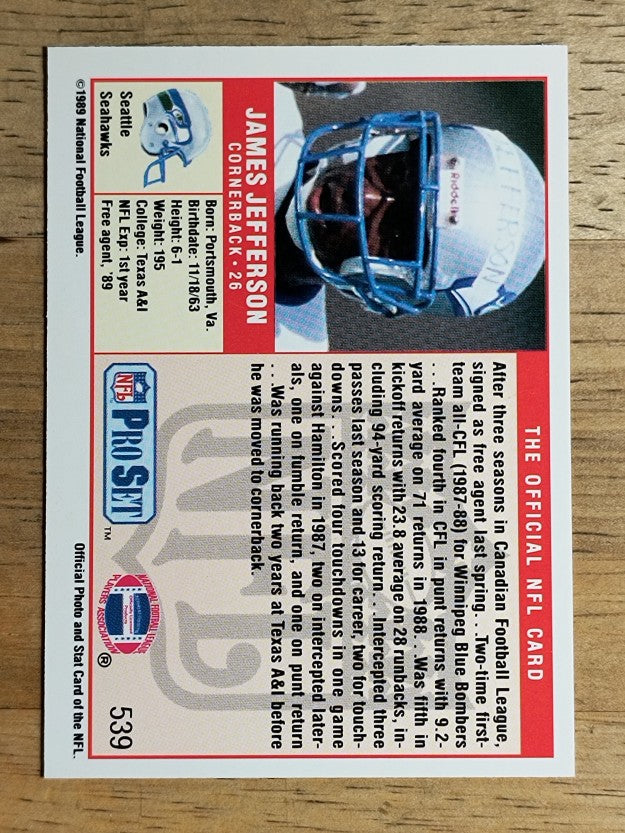 1989 Pro Set #539A James Jefferson ERR RC