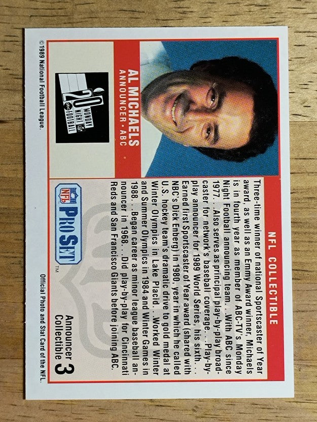 1989 Pro Set Announcers #3 Al Michaels