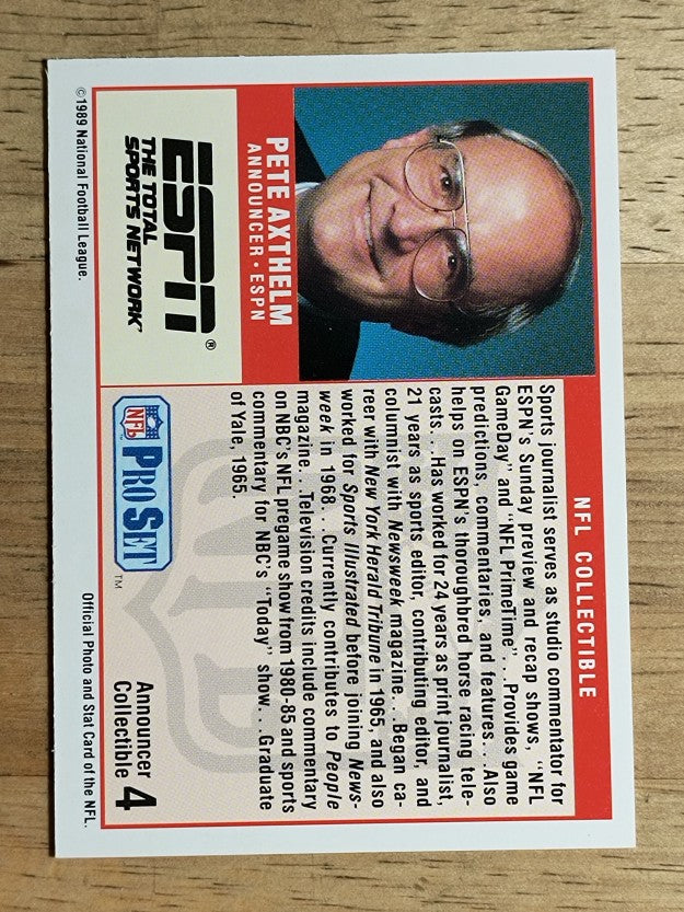 1989 Pro Set Announcers #4 Pete Axthelm