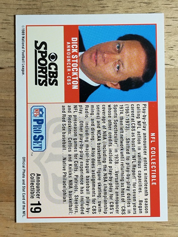 1989 Pro Set Announcers #19 Dick Stockton