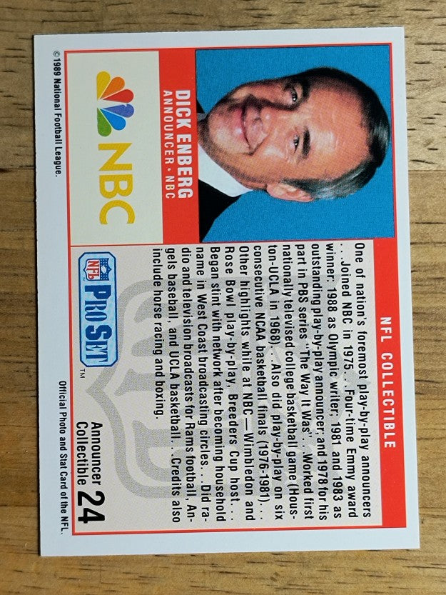 1989 Pro Set Announcers #24 Dick Enberg