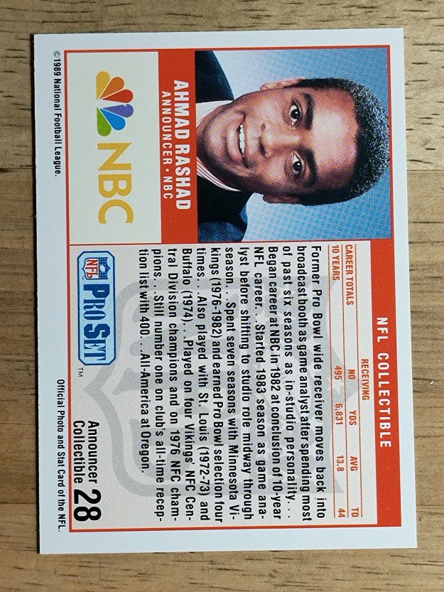 1989 Pro Set Announcers #28 Ahmad Rashad