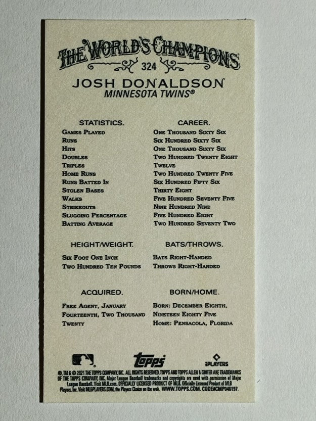 2021 Topps Allen and Ginter Mini #324 Josh Donaldson