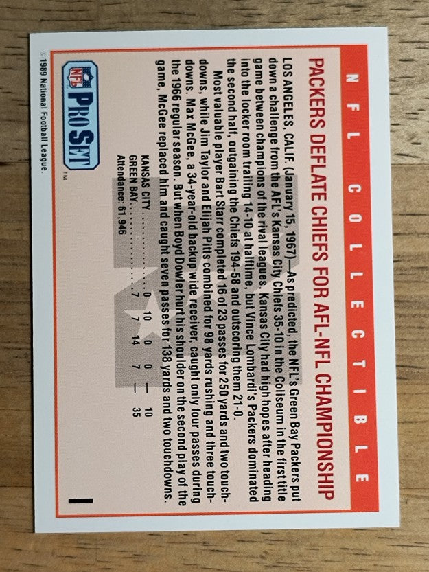 1989 Pro Set Super Bowl Logos #1 Super Bowl I