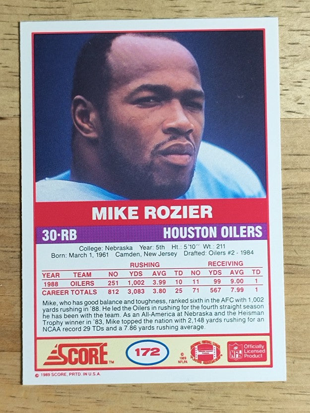 1989 Score #172 Mike Rozier