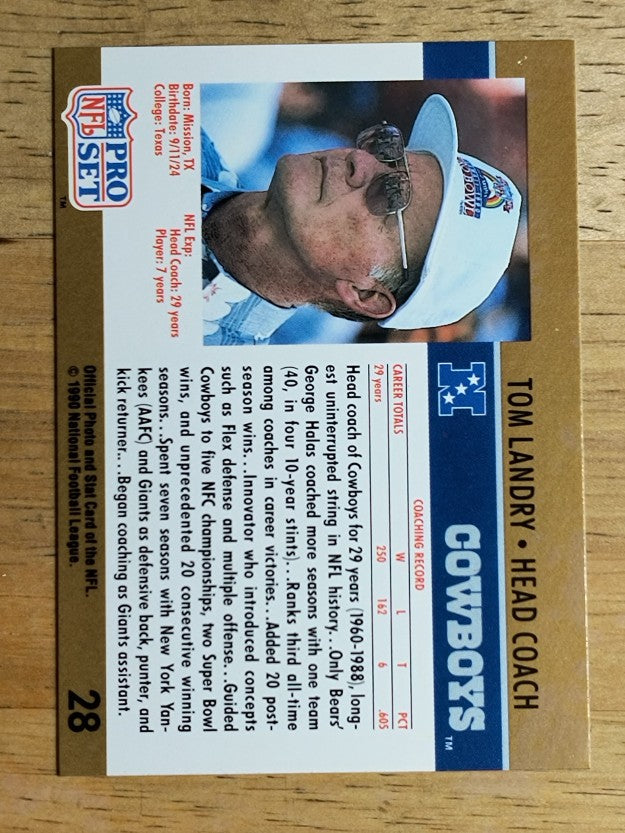 1990 Pro Set #28 Tom Landry HOF