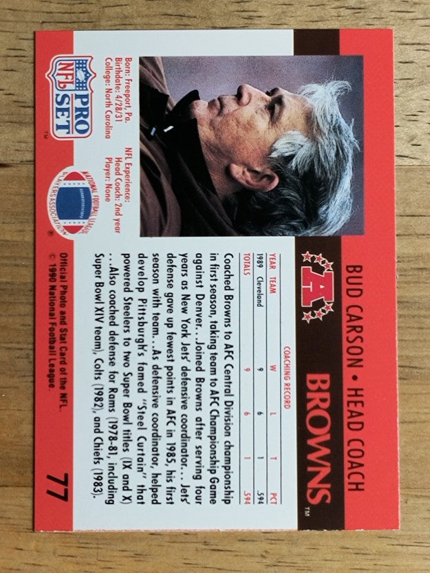 1990 Pro Set #77 Bud Carson CO