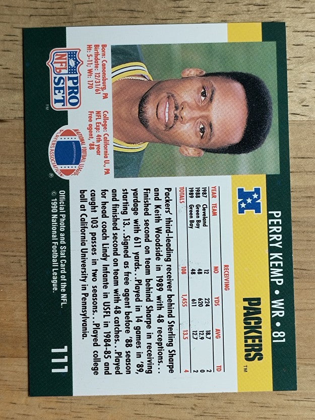 1990 Pro Set #111B Perry Kemp COR/Wearing green shirt