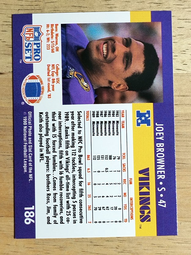 1990 Pro Set #186 Joey Browner