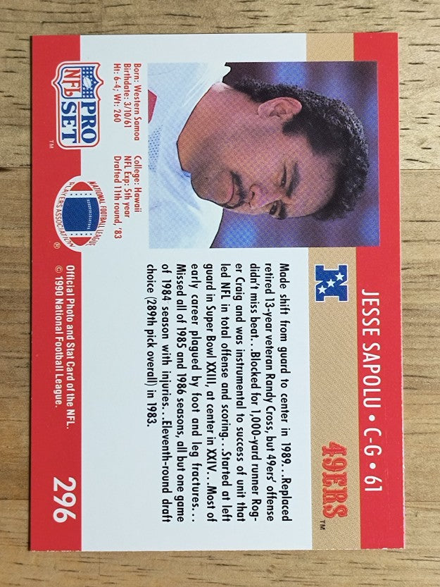1990 Pro Set #296 Jesse Sapolu RC