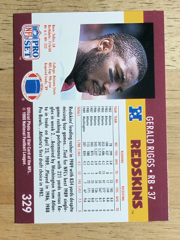 1990 Pro Set #329 Gerald Riggs