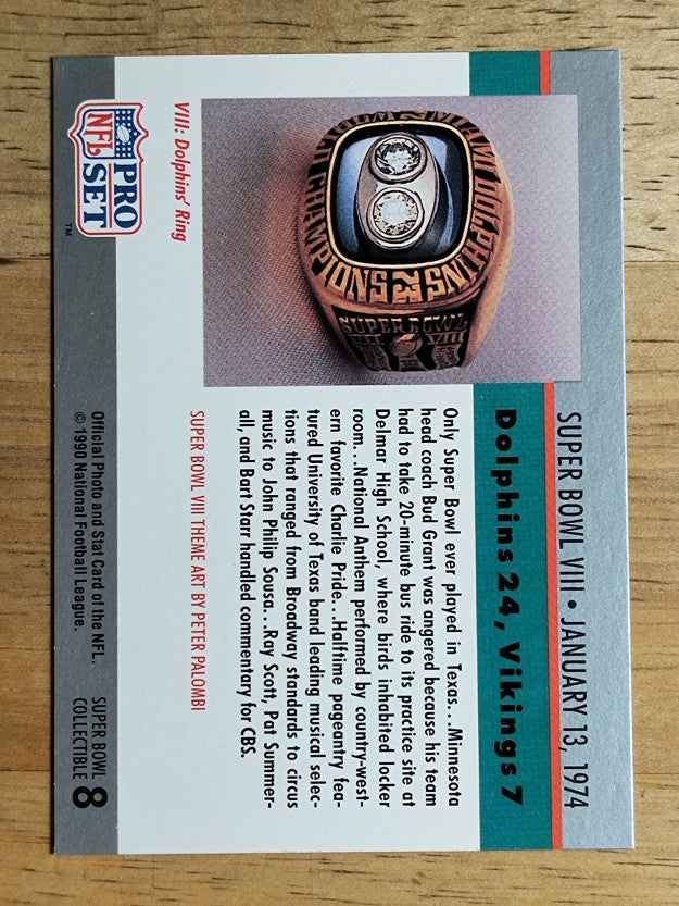 1990 Pro Set Theme Art #8 Super Bowl VIII