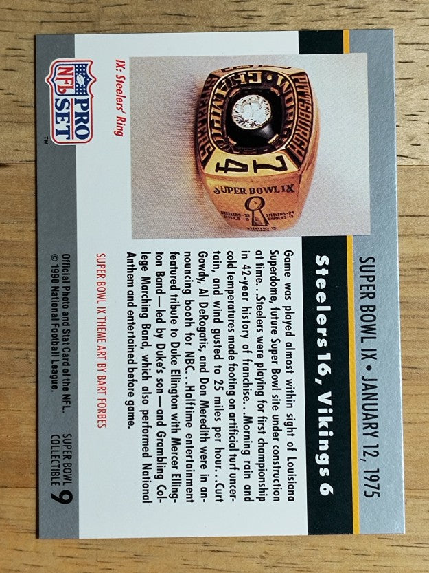 1990 Pro Set Theme Art #9 Super Bowl IX
