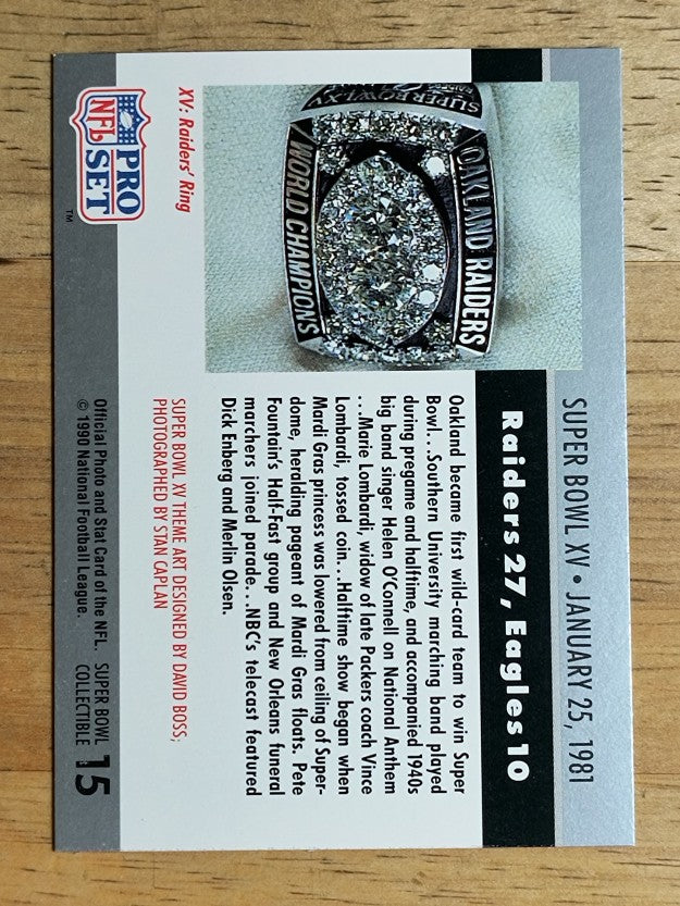 1990 Pro Set Theme Art #15 Super Bowl XV