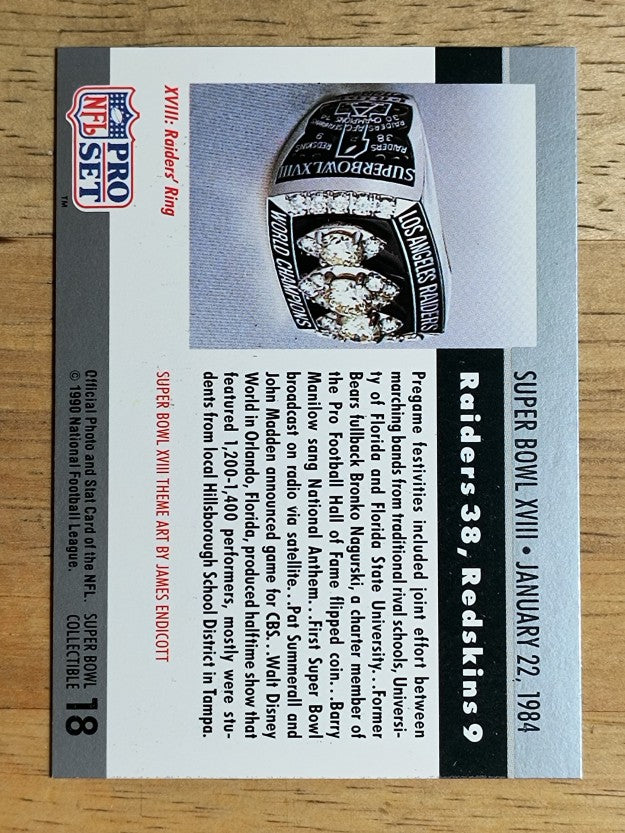 1990 Pro Set Theme Art #18 Super Bowl XVIII