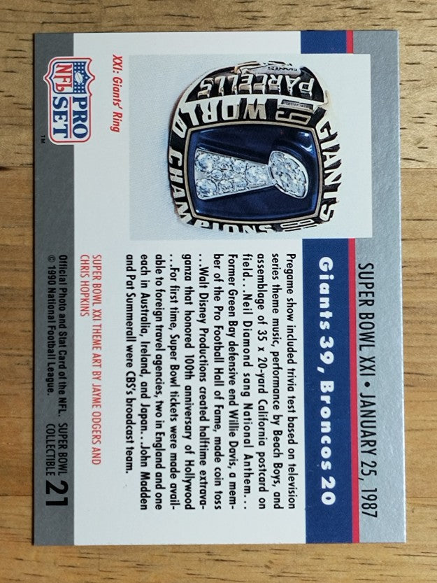 1990 Pro Set Theme Art #21 Super Bowl XXI