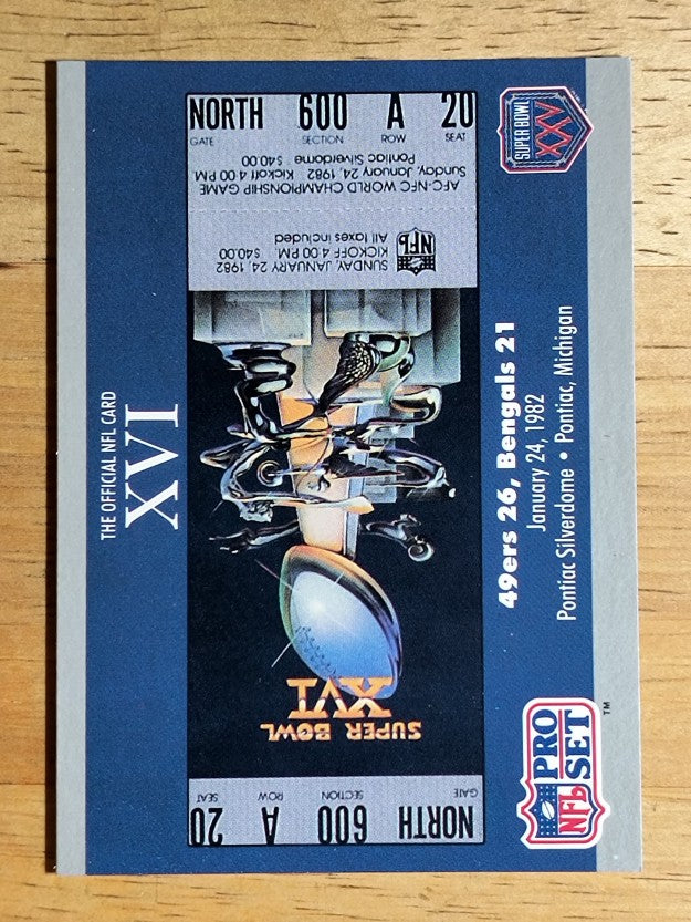 1990-91 Pro Set Super Bowl 160 #16 SB XVI Ticket