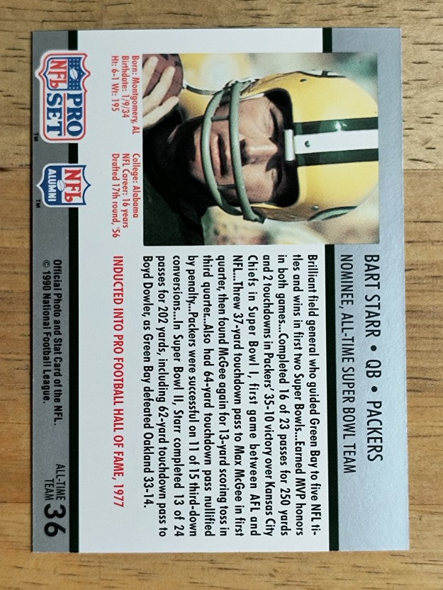 1990-91 Pro Set Super Bowl 160 #36 Bart Starr