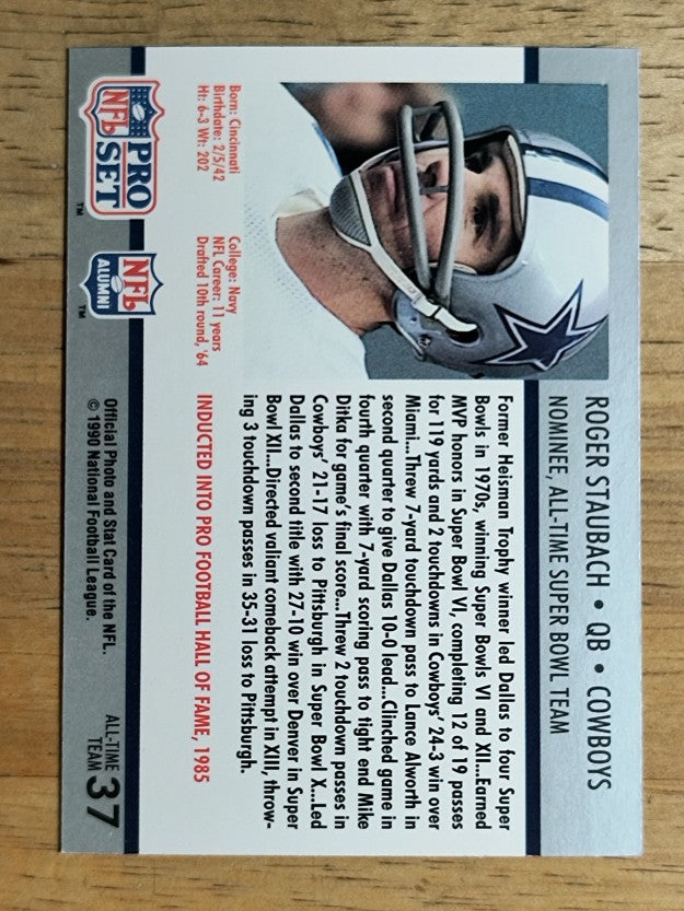 1990-91 Pro Set Super Bowl 160 #37 Roger Staubach