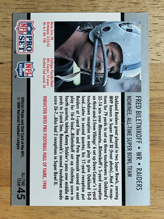 1990-91 Pro Set Super Bowl 160 #45 Fred Biletnikoff
