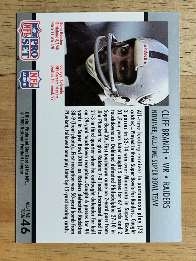1990-91 Pro Set Super Bowl 160 #46 Cliff Branch