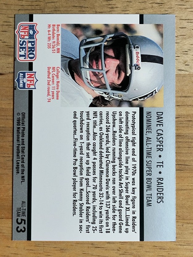 1990-91 Pro Set Super Bowl 160 #53 Dave Casper