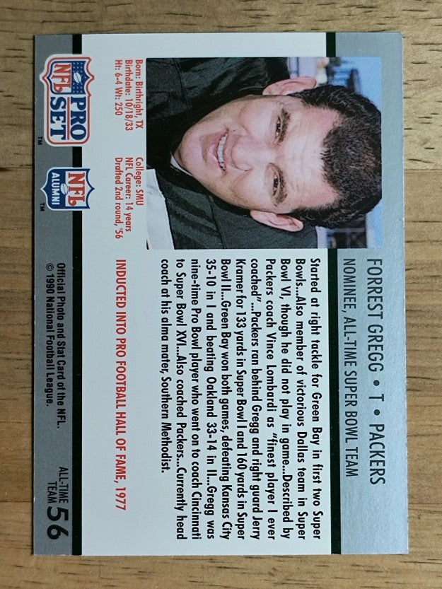 1990-91 Pro Set Super Bowl 160 #56 Forrest Gregg
