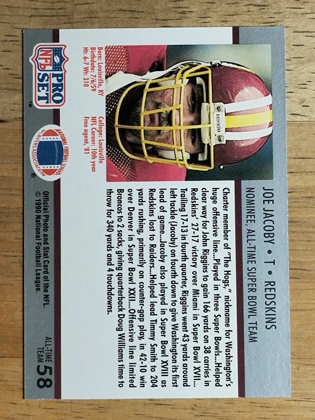 1990-91 Pro Set Super Bowl 160 #58 Joe Jacoby