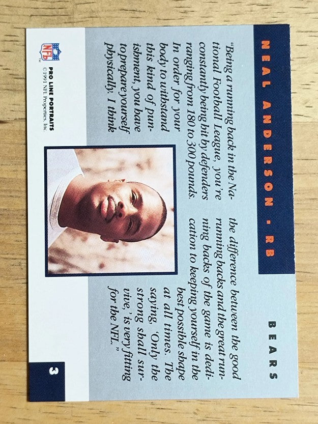 1991 Pro Line Portraits #3 Neal Anderson