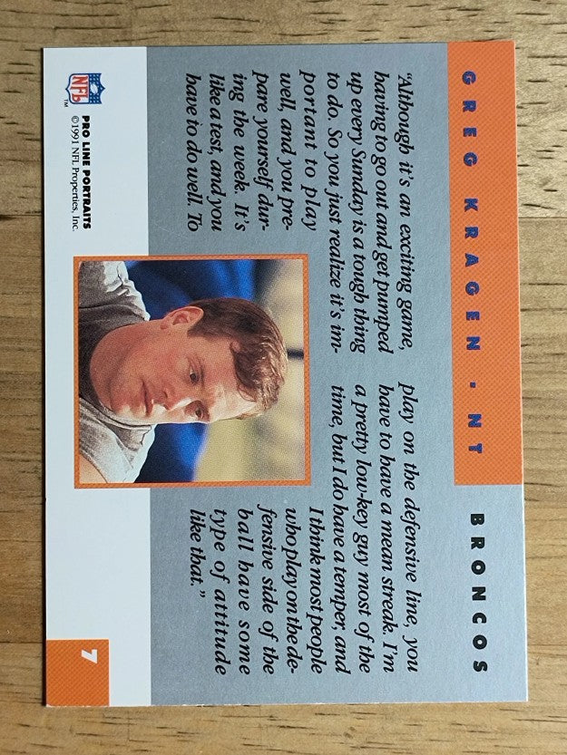 1991 Pro Line Portraits #7 Greg Kragen