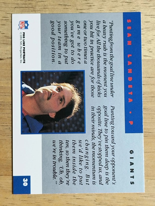 1991 Pro Line Portraits #30 Sean Landeta