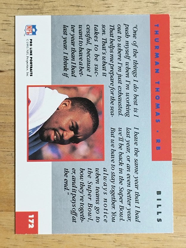 1991 Pro Line Portraits #172 Thurman Thomas