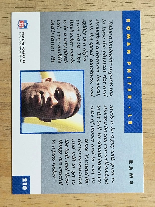 1991 Pro Line Portraits #210 Roman Phifer RC