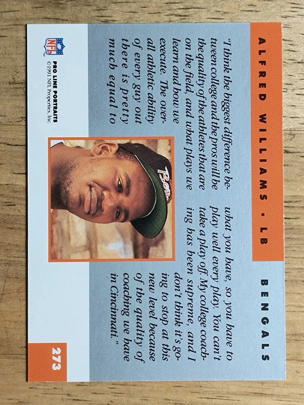 1991 Pro Line Portraits #273 Alfred Williams RC