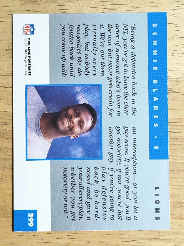 1991 Pro Line Portraits #299 Bennie Blades