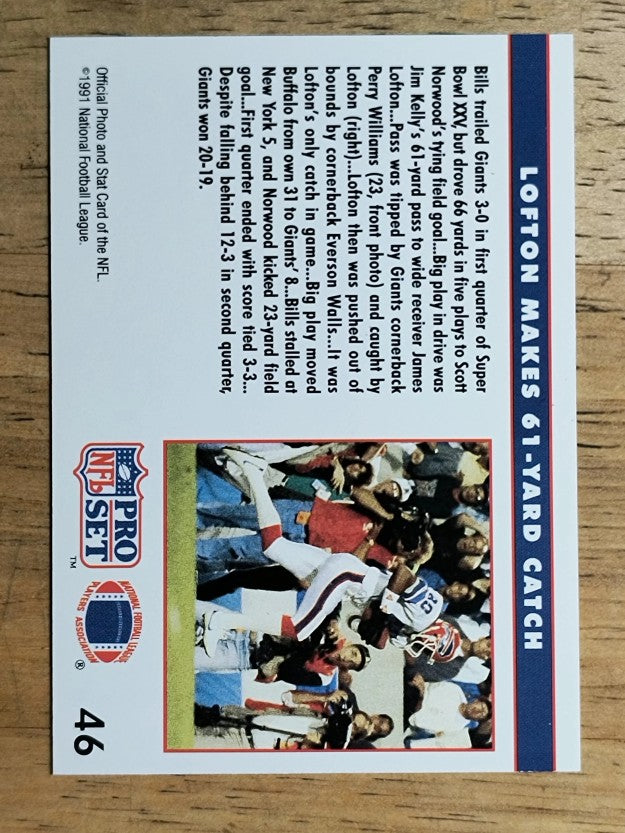 1991 Pro Set #46A James Lofton SB/NFLPA logo on back