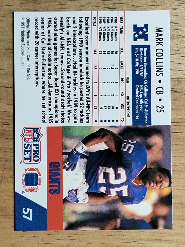 1991 Pro Set #57 Mark Collins