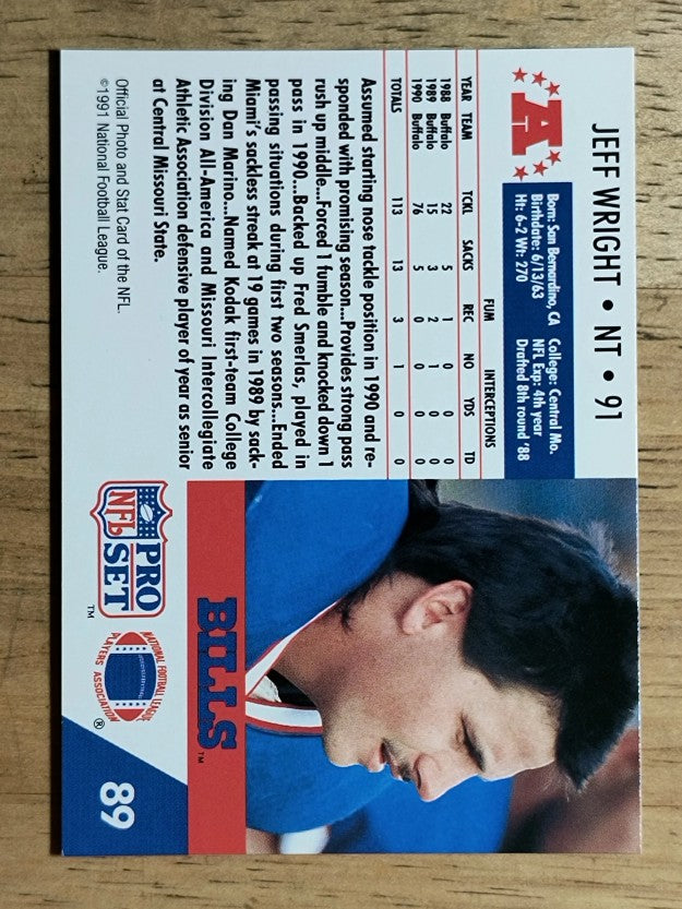 1991 Pro Set #89 Jeff Wright RC