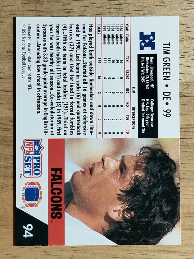 1991 Pro Set #94 Tim Green