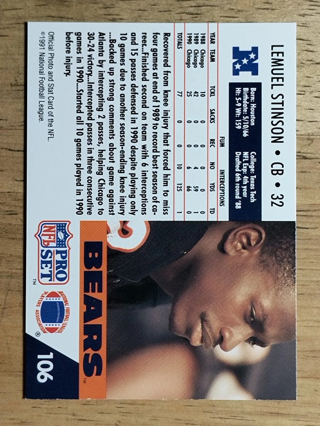 1991 Pro Set #106 Lemuel Stinson