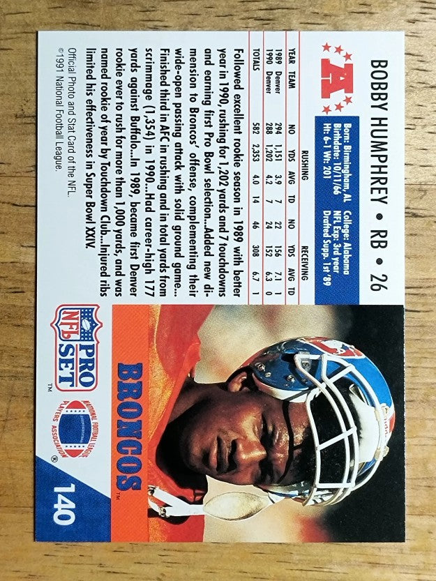 1991 Pro Set #140 Bobby Humphrey