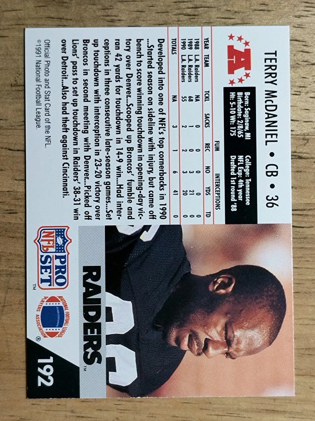 1991 Pro Set #192 Terry McDaniel