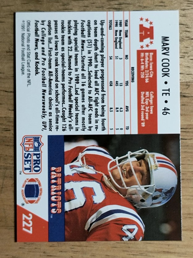 1991 Pro Set #227 Marv Cook