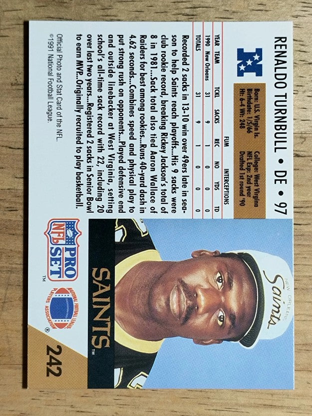 1991 Pro Set #242 Renaldo Turnbull
