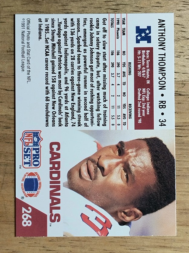 1991 Pro Set #268 Anthony Thompson