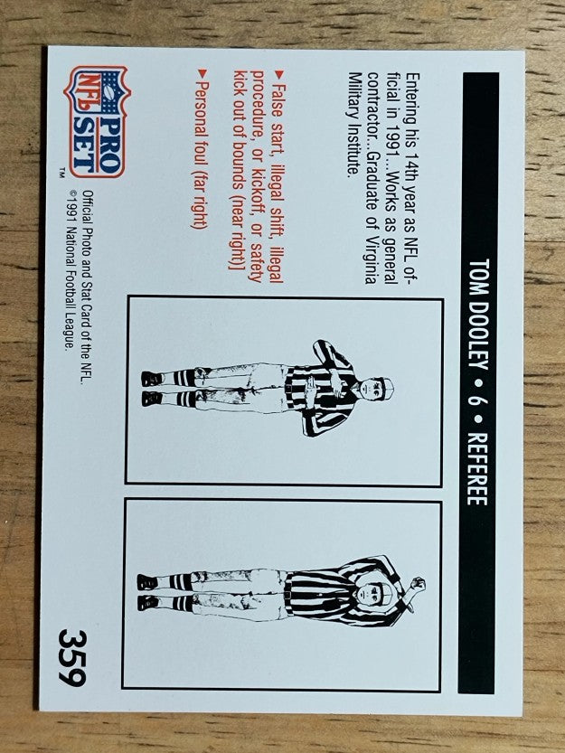 1991 Pro Set #359 Tom Dooley OFF