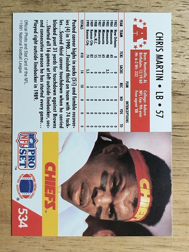 1991 Pro Set #534 Chris Martin