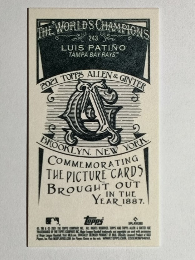 2021 Topps Allen and Ginter Mini A and G Back #243 Luis Patino