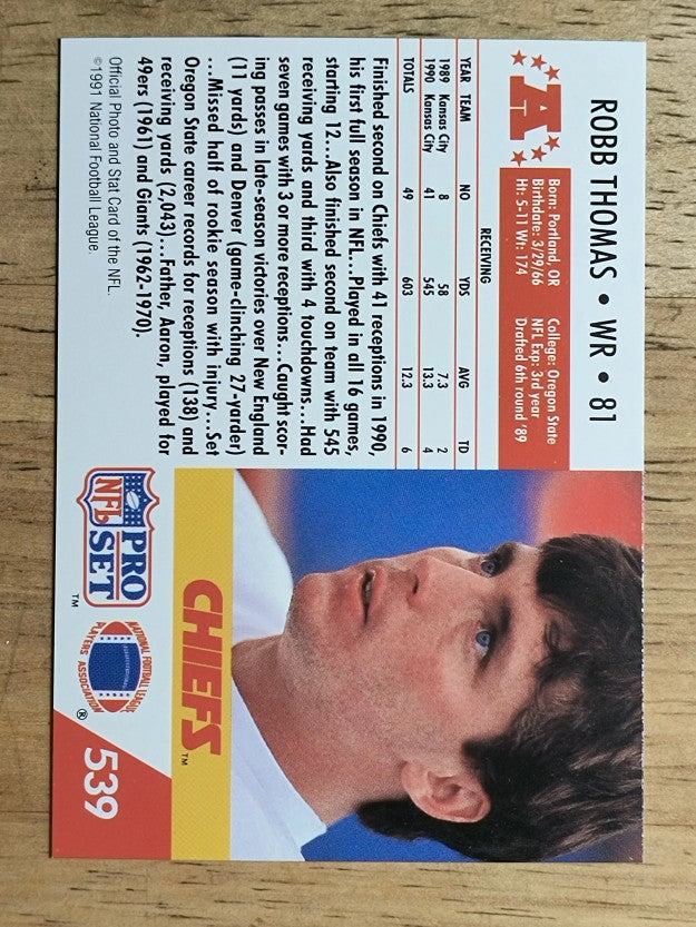 1991 Pro Set #539 Robb Thomas